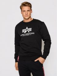 Alpha Industries Bluza Basic 178302 Czarny Regular Fit. Czarne bluzy męskie Alpha Industries, l, bez wzorów, z bawełny, bez ramiączek, bez kaptura. Za 169.99 zł.