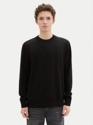 Tom Tailor Denim Sweter 1042509 Czarny Regular Fit. Czarne swetry męskie TOM TAILOR DENIM, m, bez wzorów, z bawełny, bez kołnierzyka, bez ramiączek. Za 159.99 zł.