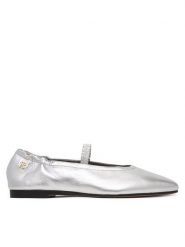 Tommy Hilfiger Baleriny Silver Lth Ellastic Ballerina FW0FW09466 Srebrny. Szare balerinki damskie Tommy Hilfiger, bez wzorów, ze skóry, bez obcasa, bez zapięcia. Za 489.99 zł.