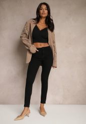 Czarne Bawełniane Jeansy Typu Slim Feloriel. Czarne jeansy damskie Renee, bez wzorów, z bawełny, biznesowe. Za 79.99 zł.