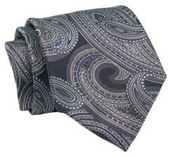 Klasyczny, Szeroki Krawat Męski CHATTIER - Duży Orientalny Wzór. Niebieskie krawaty i muchy Chattier, bez wzorów, z tkaniny, eleganckie. Za 49.00 zł.