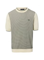 Fred Perry Męska koszula z dzianiny Mężczyźni beżowy wypukły wzór tkaniny, M. Brązowe koszule męskie Fred Perry, m, bez wzorów, z dzianiny, biznesowe, bez kołnierzyka, bez ramiączek. Za 649.95 zł.