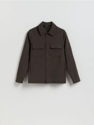 Koszula regular fit - brązowy. Brązowe koszule męskie Reserved, l, bez wzorów, z dzianiny, bez kołnierzyka, bez ramiączek. Za 149.99 zł.