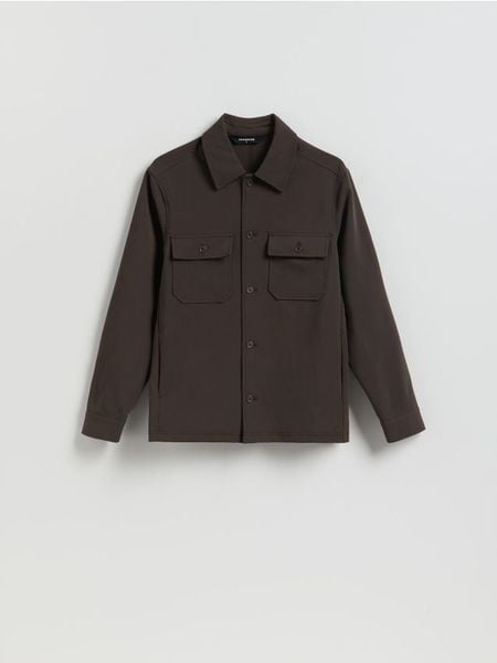 Koszula regular fit - brązowy. Brązowe koszule męskie Reserved, l, bez wzorów, z dzianiny, bez kołnierzyka, bez ramiączek. Za 149.99 zł.