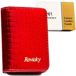 Lakierowany, skórzany portfel damski w czerwonym kolorze zamykany suwakiem RH-33-1-RS Rovicky. Czerwone portfele damskie ROVICKY, z lakierowanej skóry. Za 99.00 zł.