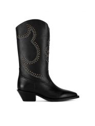 Badura Kowbojki ASPENDOS-796-24 Czarny. Czarne botki damskie Badura, bez wzorów, ze skóry, bez obcasa, na słupku, bez zapięcia. Za 579.99 zł.