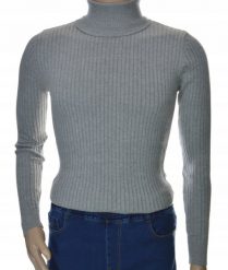 Sweter z golfem golf męski bawełniany dopasowany w prążek szary M. Szare swetry męskie Leccos, m, bez wzorów, z bawełny, bez kołnierzyka, bez ramiączek. Za 149.78 zł.