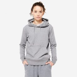 Bluza z kapturem damska Domyos Gym & Pilates. Szare bluzy damskie DOMYOS, m, bez wzorów, z bawełny, sportowe, bez ramiączek, z kapturem. W wyprzedaży za 79.99 zł.