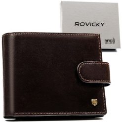 Portfel męski Rovicky N01L-RVT c. brązowy. Brązowe portfele męskie ROVICKY, bez wzorów, ze skóry. Za 74.00 zł.