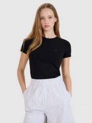 4F T-shirt slim gładki damski (2-pack) - czarny L. Czarne t-shirty damskie 4F, l, bez wzorów, z bawełny, klasyczne, bez kołnierzyka, bez ramiączek. Za 79.99 zł.