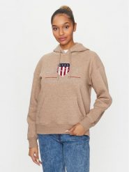 Gant Bluza Archive Shield 4204567 Brązowy Relaxed Fit. Brązowe bluzy damskie GANT, xxl, bez wzorów, z bawełny, bez ramiączek, bez kaptura. Za 329.99 zł.