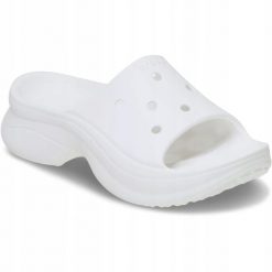 Klapki Dla Dorosłych Crocs Bae Slide. Czerwone klapki męskie Crocs, bez wzorów, z materiału, bez zapięcia. Za 191.99 zł.