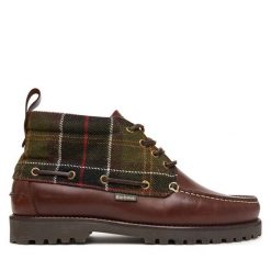 Trzewiki Barbour. Brązowe botki męskie Barbour, bez wzorów, bez obcasa, bez zapięcia. Za 789.99 zł.