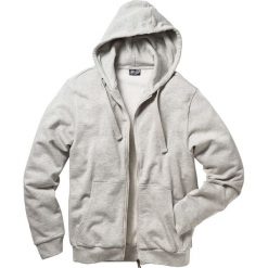 Bluza rozpinana z kapturem bonprix jasnoszary melanż. Szare bluzy męskie bonprix, l, bez wzorów, z dresówki, z kapturem. Za 74.99 zł.