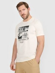 4F T-shirt regular z nadrukiem męski - beżowy XXL. Brązowe t-shirty męskie 4F, m, bez wzorów, z bawełny, bez kołnierzyka, bez ramiączek. Za 69.99 zł.