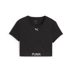 Damska koszulka o skróconym kroju PUMA STRONG PUMA. Czarne bluzki damskie Puma, bez wzorów, sportowe, bez kołnierzyka, bez ramiączek. Za 129.00 zł.