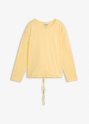 Bluza z bawełną organiczną. Żółte bluzy damskie bonprix, bez wzorów, z bawełny, bez ramiączek, bez kaptura. Za 74.99 zł.