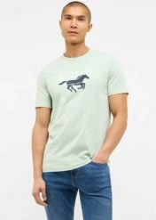 Męski T-Shirt Mustang Style Austin Frosty Green 1016484 6180. Zielone t-shirty męskie Mustang, m, bez wzorów, bez kołnierzyka, bez ramiączek. Za 69.99 zł.