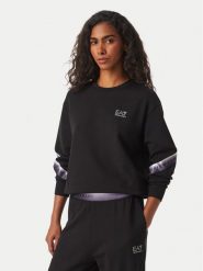 EA7 Emporio Armani Bluza 7W001513 AF12501 UC001 Czarny Regular Fit. Czarne bluzy damskie EA7 Emporio Armani, l, bez wzorów, z syntetyku, bez ramiączek, bez kaptura. Za 549.99 zł.