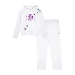 Bluza z bawełna z kaptur na czas wolny na co dzień. Białe bluzy damskie LEONE 1947 APPAREL, bez wzorów, z bawełny, sportowe, bez ramiączek, bez kaptura. Za 151.56 zł.