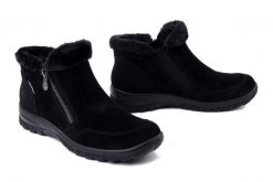 RIEKER TEX L7188-00 black, botki damskie. Czarne botki damskie Rieker, bez wzorów, z gumy, bez obcasa, bez zapięcia. Za 399.90 zł.