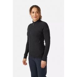 Bluza polarowa damska Rab Nexus Jacket rozpinana. Czarne bluzy damskie RAB, bez wzorów, z polaru, sportowe, bez ramiączek, bez kaptura. Za 284.99 zł.