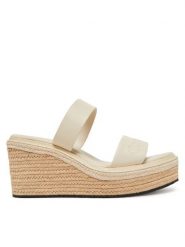 Calvin Klein Klapki Wedge Sandal 50 - He HW0HW02375 Kremowy. Białe klapki damskie Calvin Klein, bez wzorów, ze skóry, bez obcasa, bez zapięcia. Za 284.99 zł.