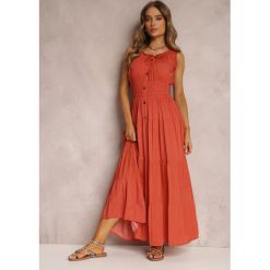 Czerwona Sukienka Kilroy. Czerwone sukienki damskie Renee, na lato, l, bez wzorów, boho, bez kołnierzyka, bez ramiączek, maxi, rozkloszowane. Za 74.99 zł.