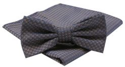 Mucha Męska z Poszetką w Zestawie - Alties - Brąz z Niebieskim. Niebieskie krawaty i muchy Alties, bez wzorów, eleganckie. Za 54.00 zł.