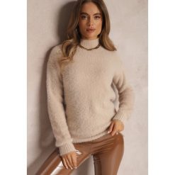 Jasnobeżowy Sweter Wełniany Tasphenyo. Brązowe swetry nierozpinane damskie Renee, l, bez wzorów, z dzianiny, casualowe, bez kołnierzyka, bez ramiączek. Za 59.99 zł.