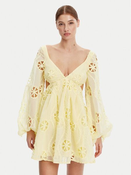 Bardot Sukienka koktajlowa 59858DB Żółty Regular Fit. Żółte sukienki damskie Bardot, bez wzorów, z syntetyku, wizytowe, bez kołnierzyka, bez ramiączek. Za 449.99 zł.