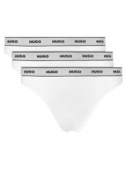 HUGO Komplet stringów Triplet Thong Stripe 50545680 Biały. Białe majtki damskie Hugo, z bawełny. Za 189.99 zł.