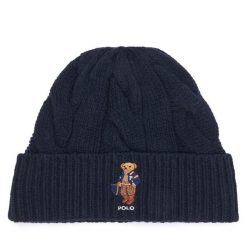 Czapka Polo Ralph Lauren. Niebieskie czapki damskie Polo Ralph Lauren, na zimę, bez wzorów. Za 419.99 zł.