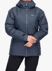 Kurtka puchowa damska Rab Valiance Jacket. Szare kurtki sportowe damskie RAB, m, bez wzorów, z puchu, bez ramiączek, bez kaptura, trekkingowe. Za 1,352.99 zł.