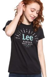 LEE T SHIRT DAMSKI SEASONAL LOGO TEE BLACK L42YRE01 112109518. Czarne t-shirty damskie Lee, l, bez wzorów, bez kołnierzyka, bez ramiączek. Za 69.99 zł.