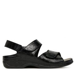 Sandały Berkemann. Czarne sandały damskie Berkemann, bez wzorów, bez obcasa, na płaskiej podeszwie, bez zapięcia. Za 399.99 zł.