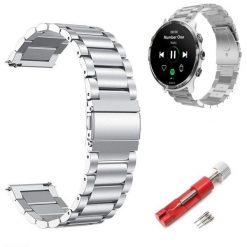 STALOWA BRANSOLETA DO ZEGARKA SMARTWATCH 24MM. Szare zegarki smartwatch Best Accessories, bez wzorów. Za 59.00 zł.