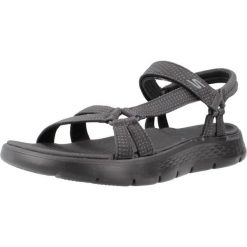 Sandały SKECHERS GO WALK FLEX SANDAL Czarny. Czarne sandały damskie Skechers, bez wzorów, z tkaniny, bez obcasa, bez zapięcia. Za 203.99 zł.
