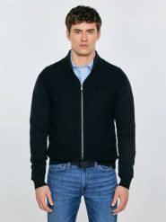 Sweter męski rozpinany ze stójką czarny Anton 906. Czarne swetry męskie BIG STAR, l, bez wzorów, z bawełny, eleganckie, bez kołnierzyka, bez ramiączek. Za 249.99 zł.