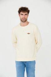 AERONAUTICA MILITARE Beżowa bluza. Brązowe bluzy męskie Aeronautica Militare, m, bez wzorów, bez ramiączek, bez kaptura. W wyprzedaży za 399.99 zł.