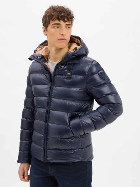 Blauer Pikowana kurtka męska Mężczyźni Sztuczne włókno niebieski jednolity, XXXL. Niebieskie kurtki męskie Blauer, m, bez wzorów, z włókna, bez kaptura. Za 1,599.95 zł.