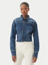 Guess Jeans Kurtka jeansowa W6RN84 D7251 Niebieski Classic Fit. Niebieskie kurtki damskie Guess Jeans, xxl, z aplikacjami, z bawełny, bez kaptura. Za 407.99 zł.