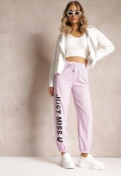 Fioletowe Dresowe Spodnie z Dużym Napisem z Boku Nogawki Karına. Fioletowe spodnie dresowe damskie Renee, bez wzorów, z dresówki. Za 29.99 zł.