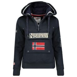 Bluza sportowa damska Geographical Norway Gymclass. Niebieskie bluzy damskie Geographical Norway, xl, bez wzorów, z bawełny, sportowe, bez ramiączek, bez kaptura. Za 227.00 zł.