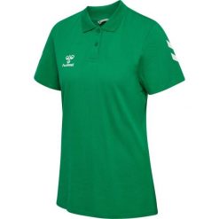 Damska koszulka polo Hummel Go 2.0 Chevron. Zielone bluzki damskie Hummel, bez wzorów, bez kołnierzyka, bez ramiączek. Za 178.00 zł.