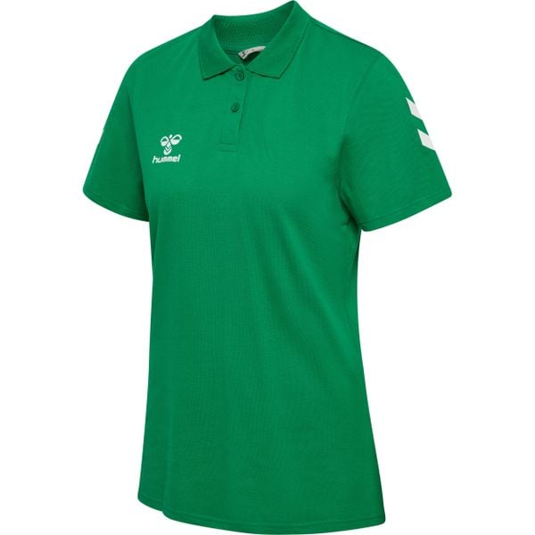 Damska koszulka polo Hummel Go 2.0 Chevron. Zielone bluzki damskie Hummel, bez wzorów, bez kołnierzyka, bez ramiączek. Za 178.00 zł.