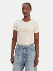 Guess T-Shirt W6GI08 K3023 Pomarańczowy Regular Fit. Brązowe t-shirty damskie Guess, s, z aplikacjami, z bawełny, bez kołnierzyka, bez ramiączek. Za 229.99 zł.