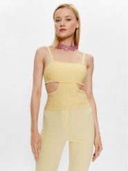 Patrizia Pepe Top 2K0172/K095-Y433 Żółty Slim Fit. Żółte topy damskie Patrizia Pepe, bez wzorów, z wiskozy, bez kołnierzyka, bez ramiączek. Za 449.99 zł.