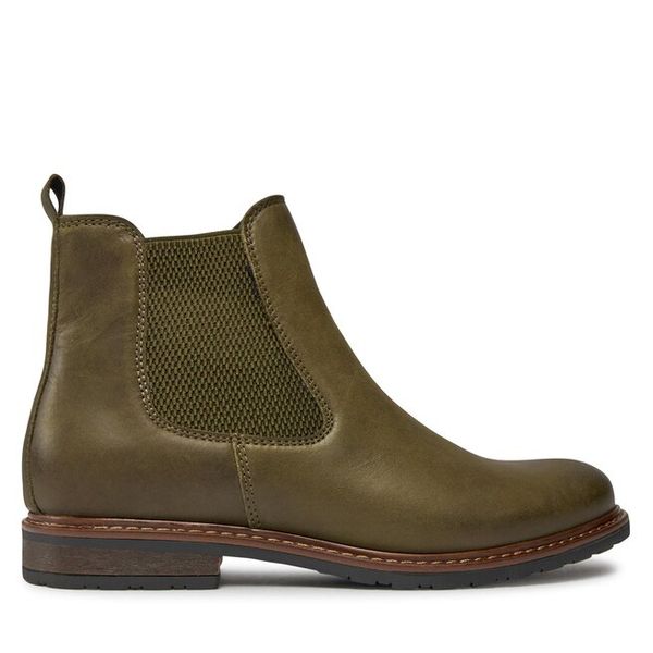 Sztyblety Tamaris. Zielone botki damskie Tamaris, bez wzorów, bez obcasa, na płaskiej podeszwie, bez zapięcia. Za 289.99 zł.