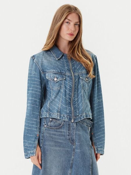 BOSS Kurtka jeansowa 50542426 Niebieski Slim Fit. Niebieskie kurtki damskie Boss, xs, bez wzorów, z bawełny, bez kaptura. Za 539.99 zł.